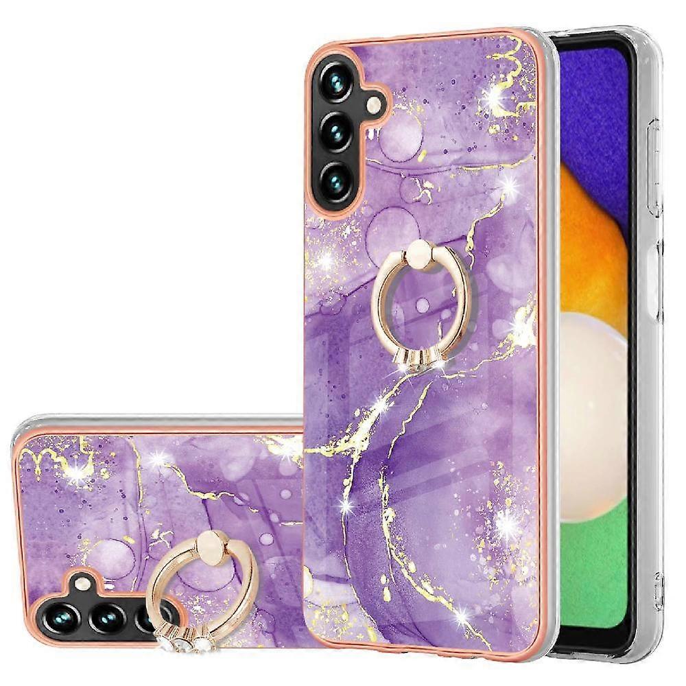 Case for compatible with Samsung Galaxy A13 5G Bumper Protection 360° Rotatable Ring Marble Anti-Scratch Soft