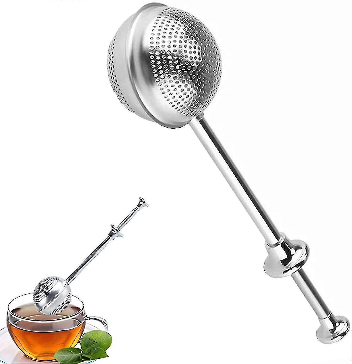 Retractable Tea Strainer With Handle Diffuser Ball Spherical Stainless Steel