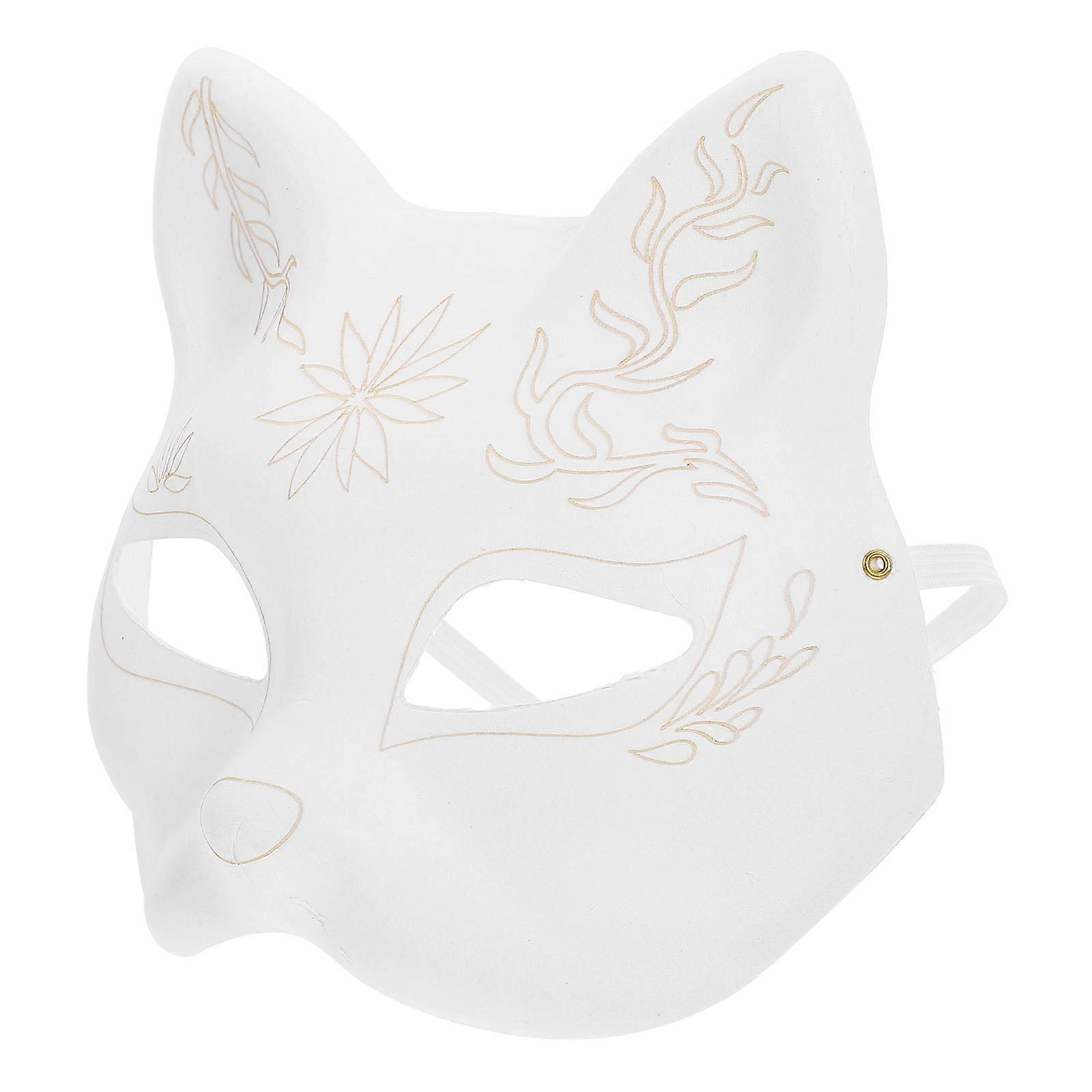 White Paper Paintable Mask for DIY Use Cat Design Pulp Material
