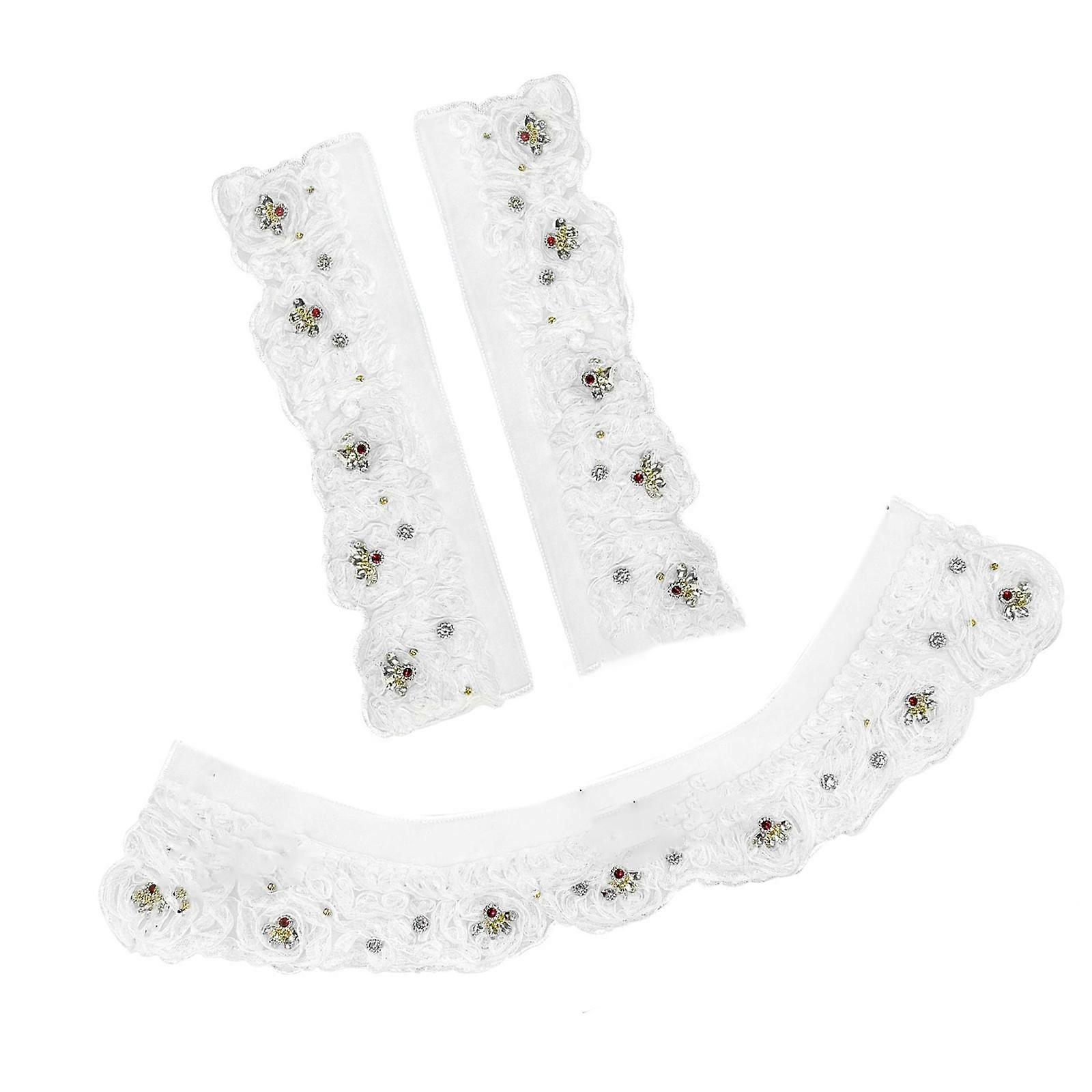 Multifunctional Rhinestones Decors Clothes Patches Lace Embroidery Collar Applique For Women and Kids Costume Decoration Multicolor
