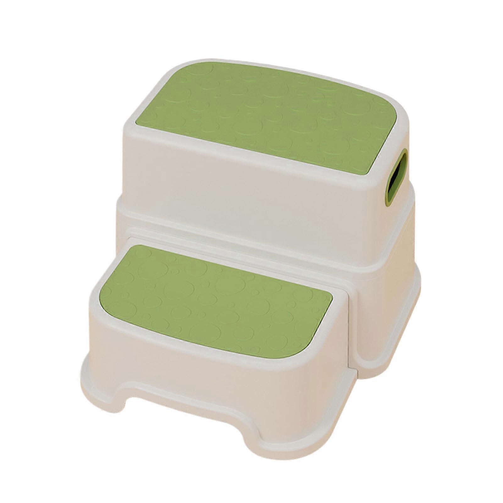 Portable Small Step Stools Lightweight PP Plastic Toddler TwoTier Step Stool Light Green