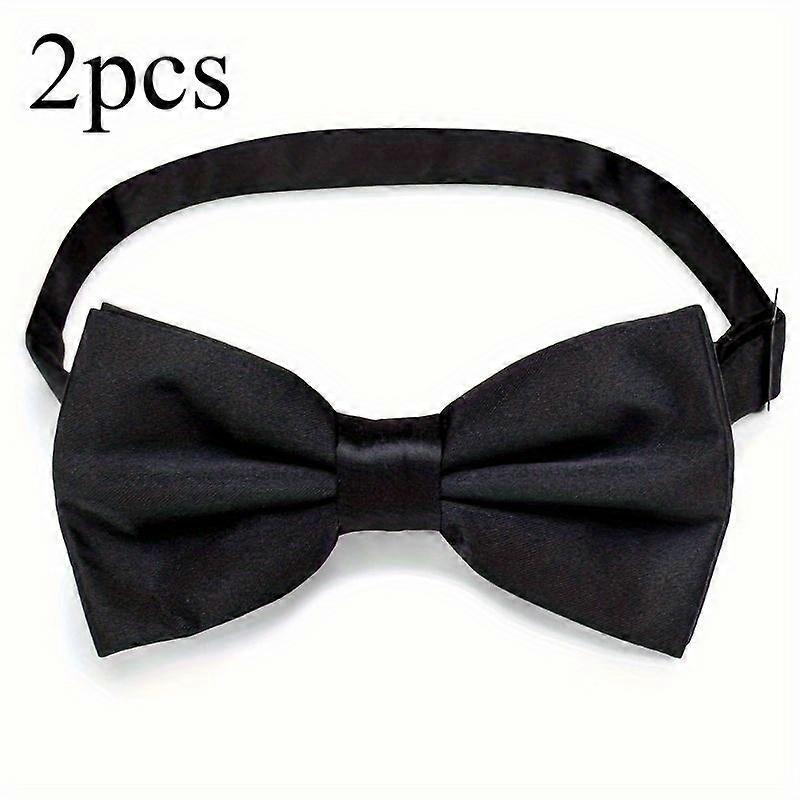 2pcs Formal Tuxedo Black Bow Tie, Adjustable Bow Tie for Suit Uniform