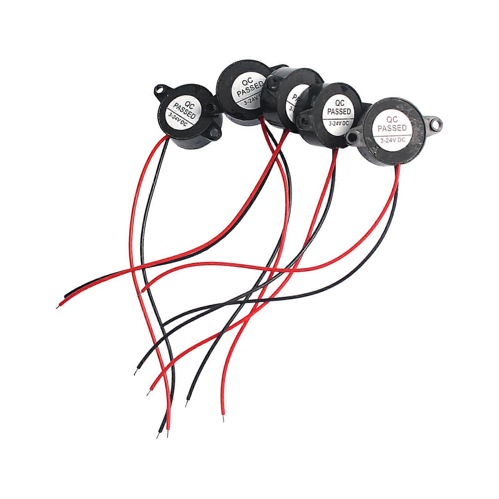 Pack of 5 Wide Voltage 3-24V Active Buzzers 85dB Sound Pressure 2312 Model Suitable for Automotive and DIY Electronics Multicolor