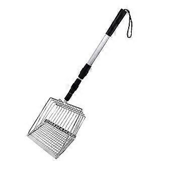 Ergonomic Litter Scooper Shovel With Sifting Holes Telescoping Handle Waste Removal Cleaner For Home And Outdoor Cleaning  Silver