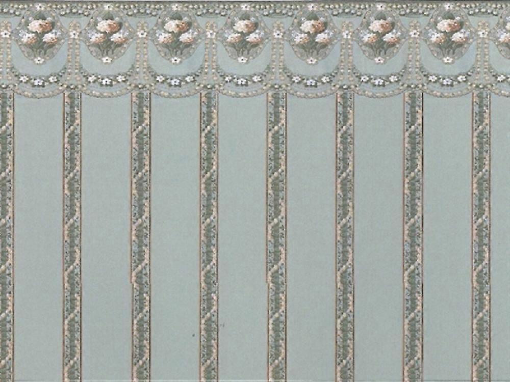 娃娃屋鼠尾草绿绣球花环壁纸微缩印花 1：12 比例