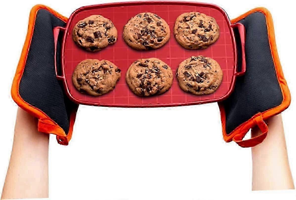 2 pcs Red Silicone Nonstick Cookie Sheet Tray for Baking Pizza