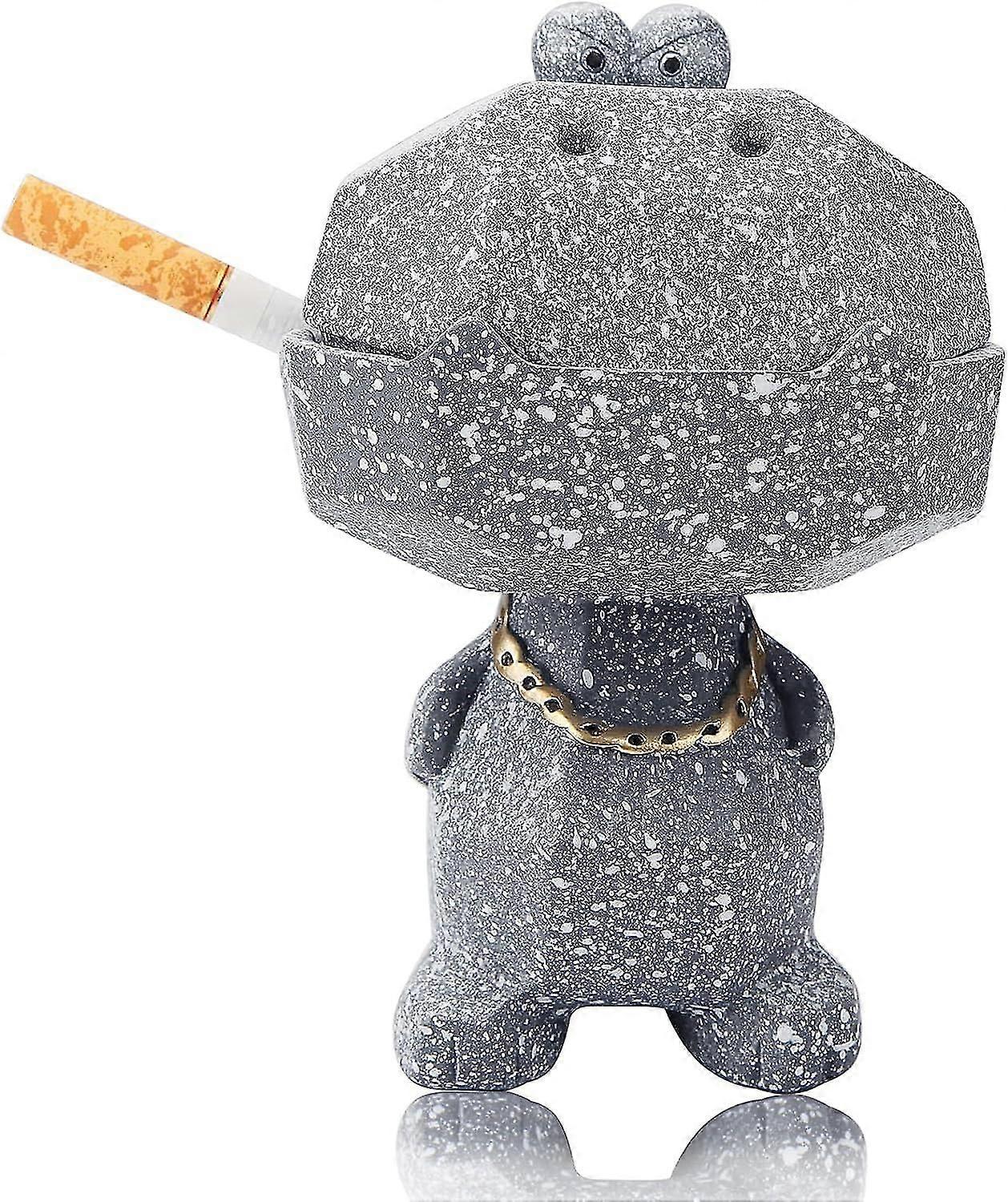 Outdoor Ashtray with Lid, 14cm Windproof Crocodile Design