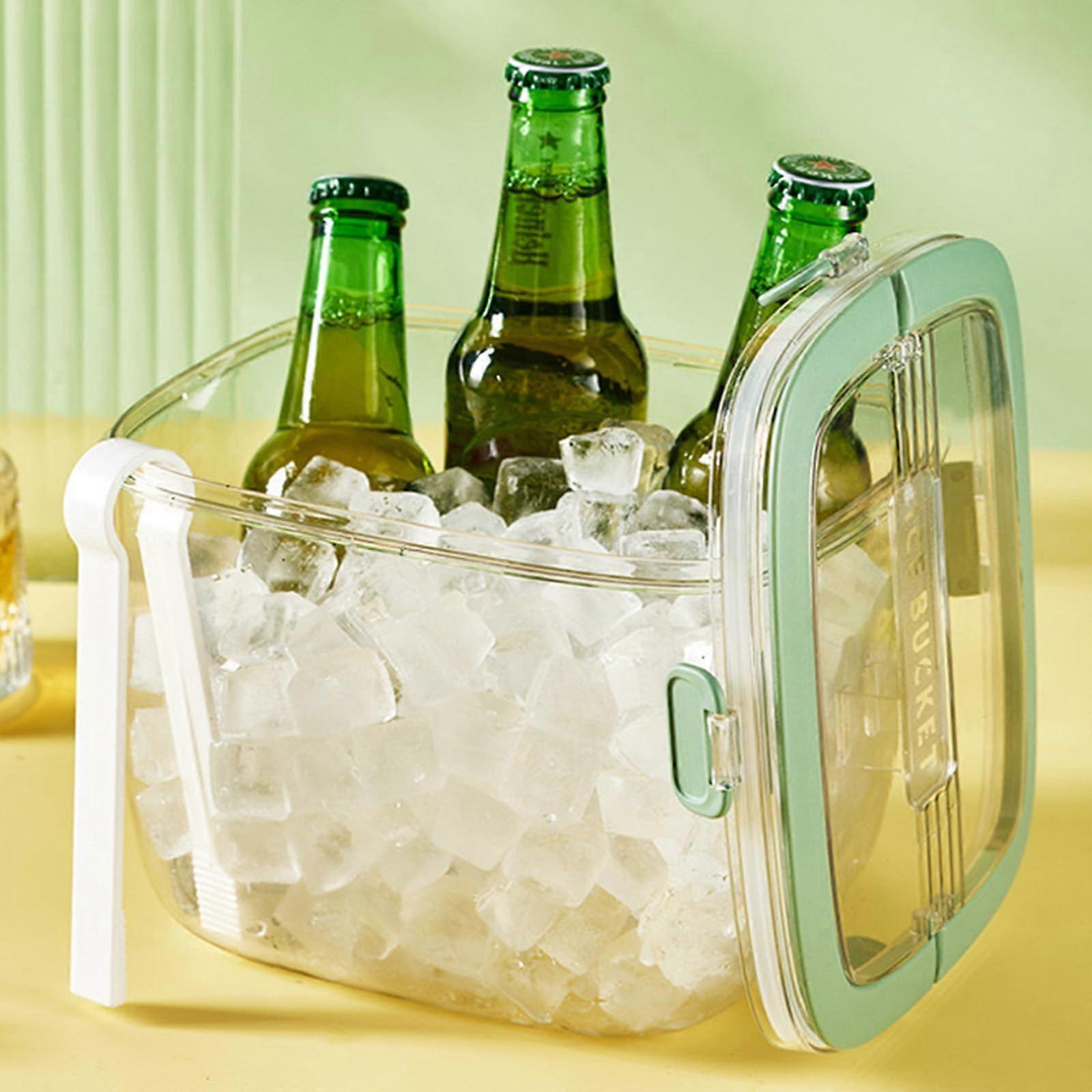 Ice Cube Storage Bin with Sealed Lid 6.7L Clear Ice Bucket with Tong for Freezer Bar Hotel Home Outdoor Party