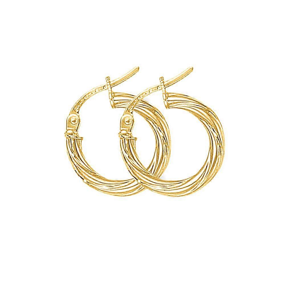 Jewelco London 女士 9 克拉黄金甘草糖扭曲圈耳环 - 13 毫米