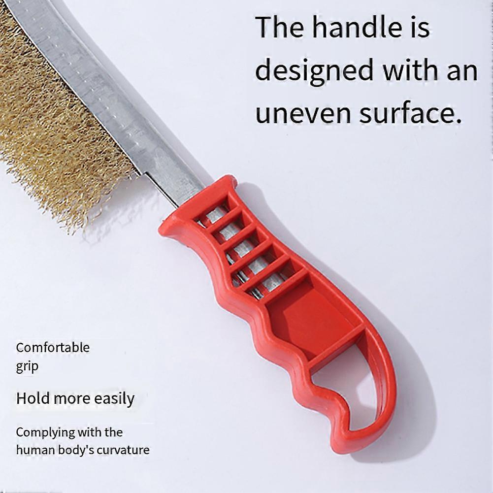 3PCS Multi-Function Tool Wire Brush Copper Plated Long Handle Cleaning Brush Kitchen Grill Special Plate Rust Removal