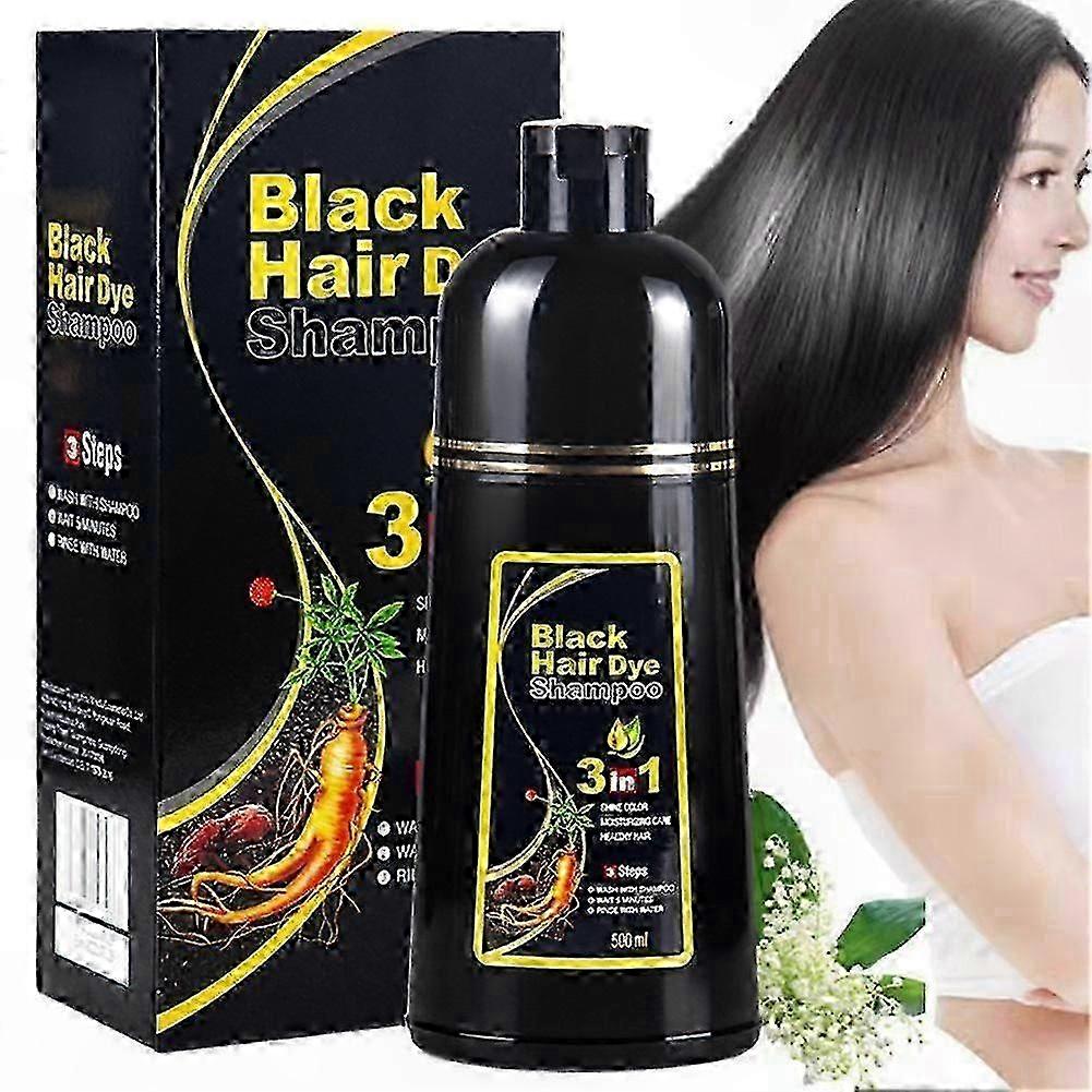 Natural 3-in-1 Hair Color Shampoo for White Hair Coverage, 500ml Fast Dye Solution with Healthy Formula