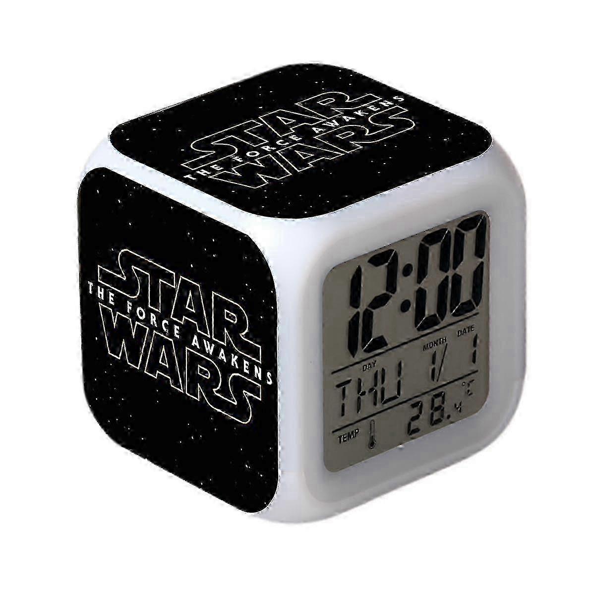 2025 SBSG Star Wars Alarm Clock Movie The Force Awakens LED Alarm Clock Square Clock Digital Alarm Clock with Time, Temperature, Alarm, Date