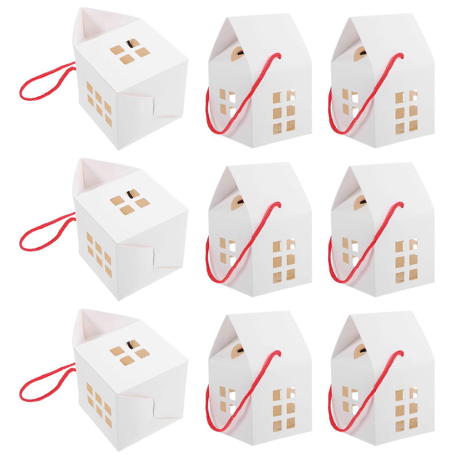Fancy Cookie Boxes House Shaped Elegant Style For Birthday Party 50Pcs