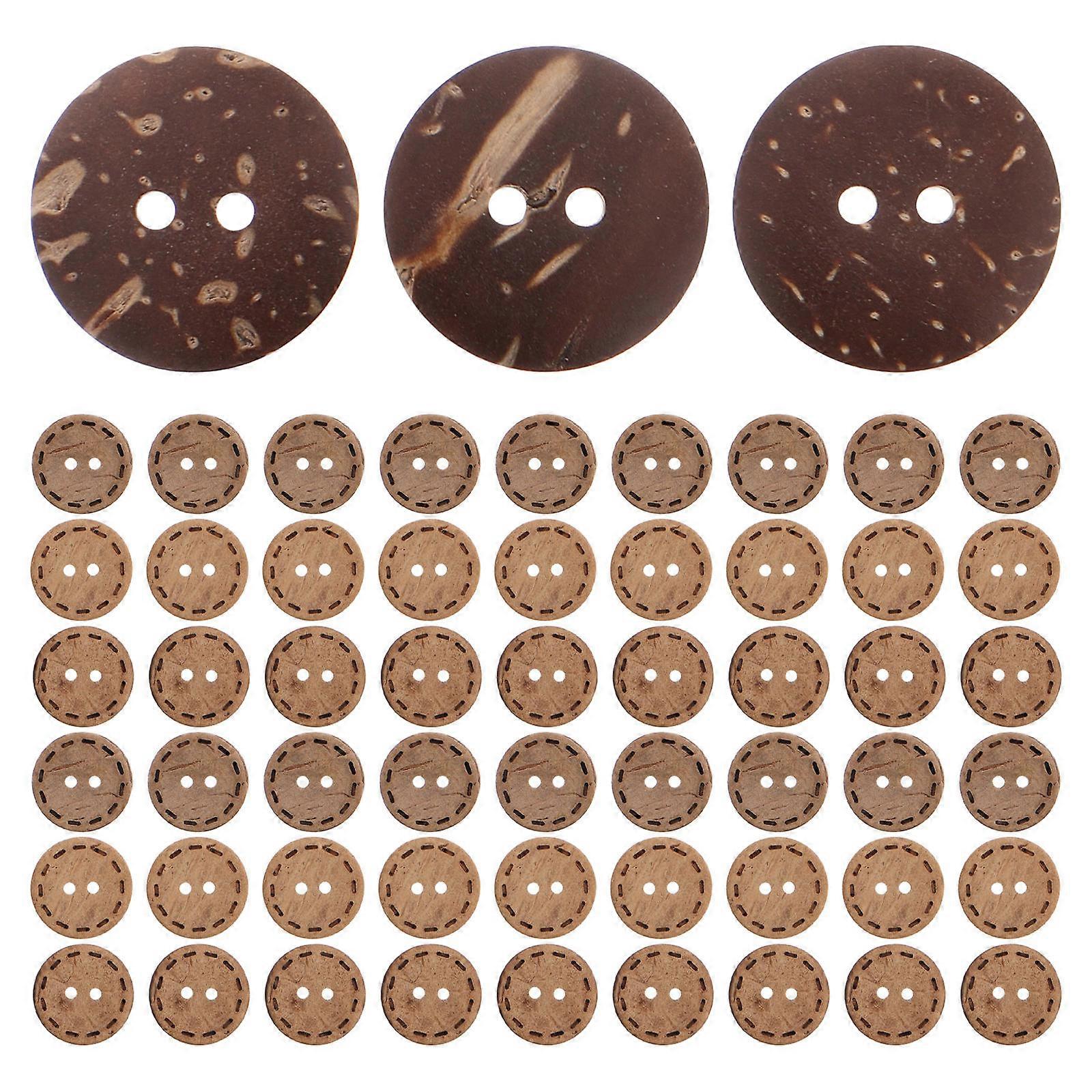 Natural Coconut Shell Buttons for Sewing with Two Hole Design 100Pcs