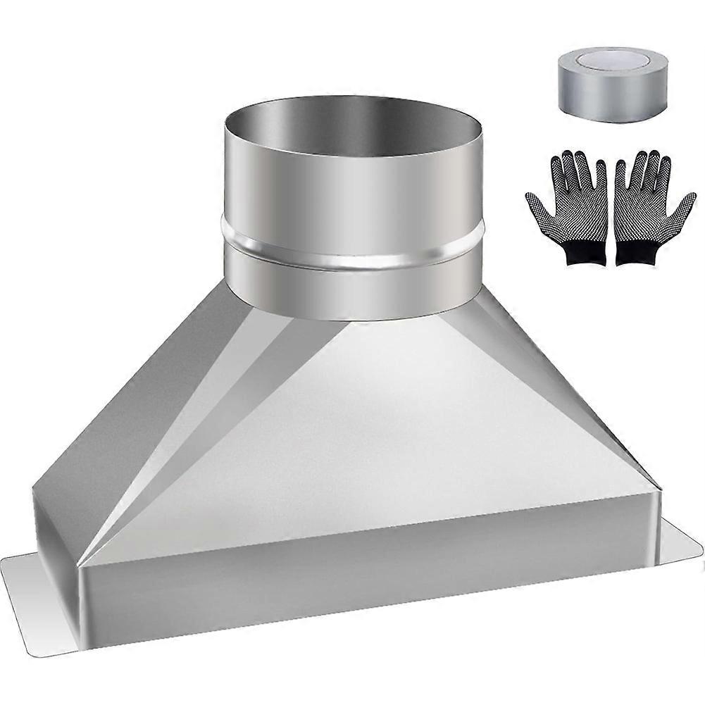 4in Dia X 3-1/4in X 10in L Microwave Vent Kit, Rectangular to Round Duct Galvanized Steel Transition for Connecting Duct