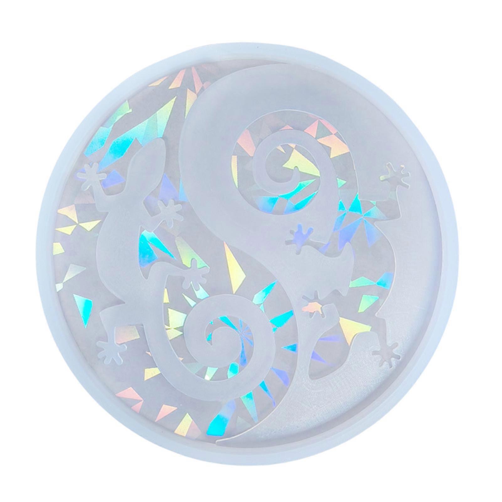 Geckos Epoxy Resin Coaster Mold Waterproof Silicone Geckos Mold for Epoxy Resin Coasters with Holography Feature  Clear