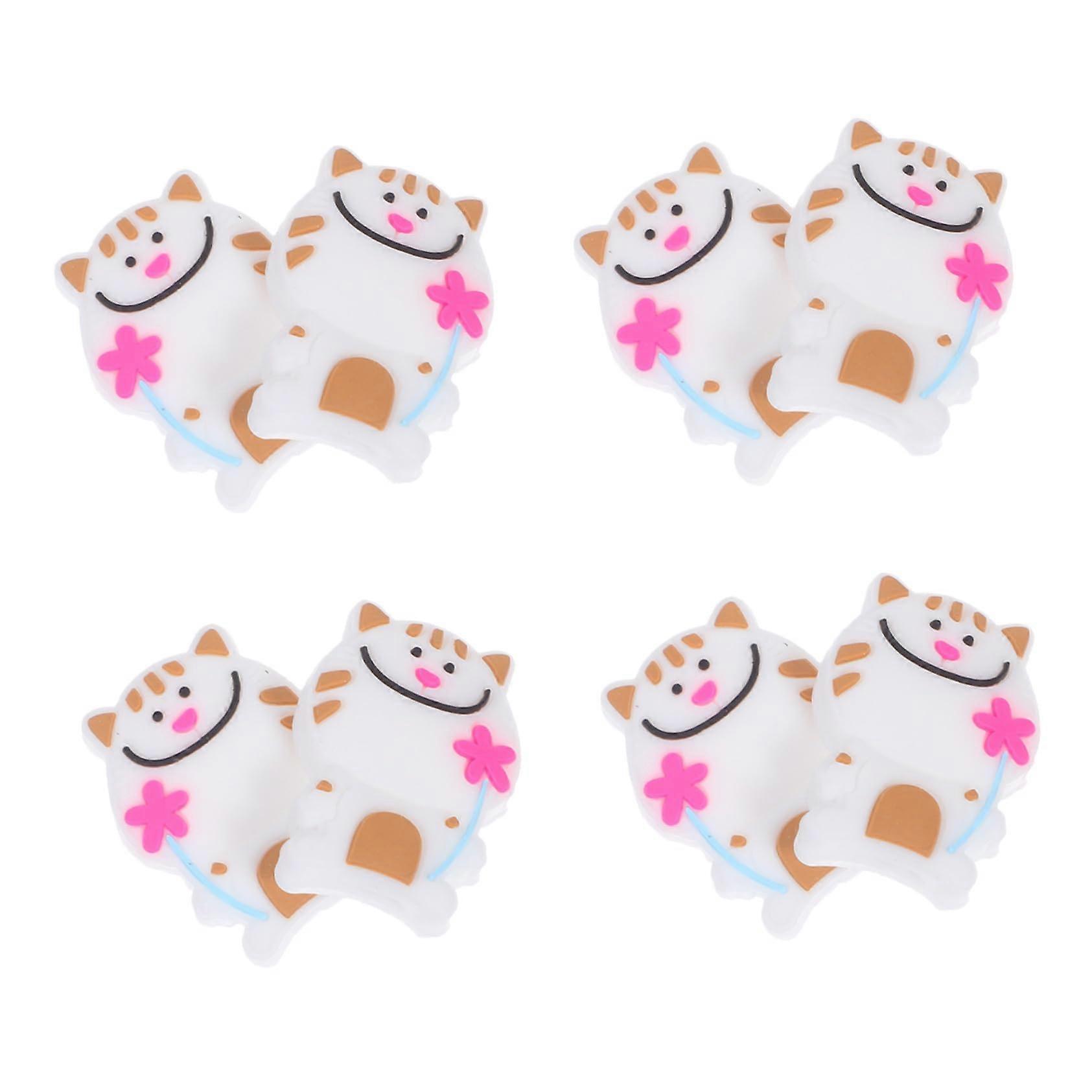 8pcs Silicone Tennis Racket Dampeners with Cartoon Cat Design for Shock Absorption and Arm Protection