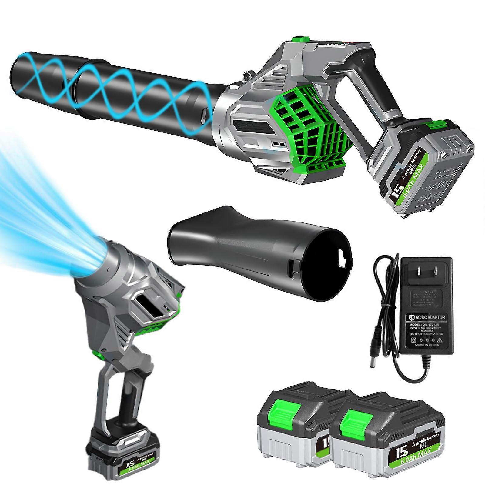 Cordless Leaf Blower with Dual 21V Batteries, 680CFM  Airflow, 190MPH for Yard and Garden