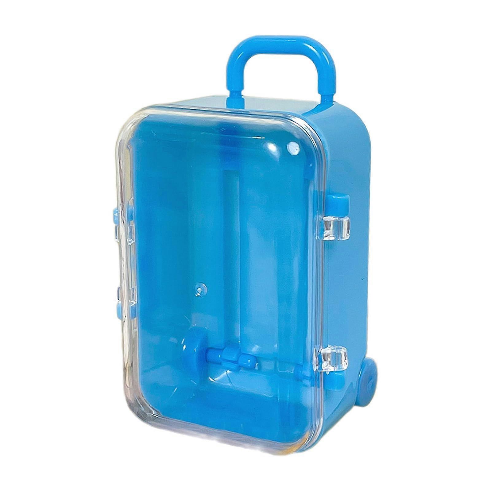 Miniature Doll Luggage with Adjustable Handle and Secure Storage Compartments, Blue Large