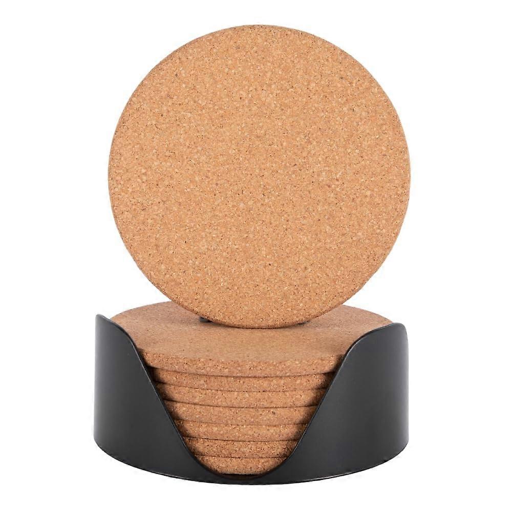 Cork Coasters Set of 8 with Holder, 4.3 Inch Round Drink Coasters for Table Protection