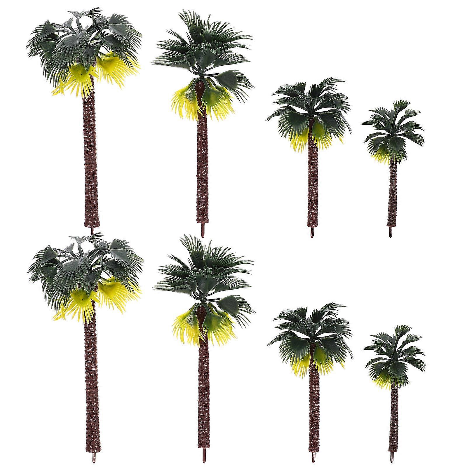 Landscape Model Tree Plastic Palm Tree Model with 8Pcs for DIY Scenery