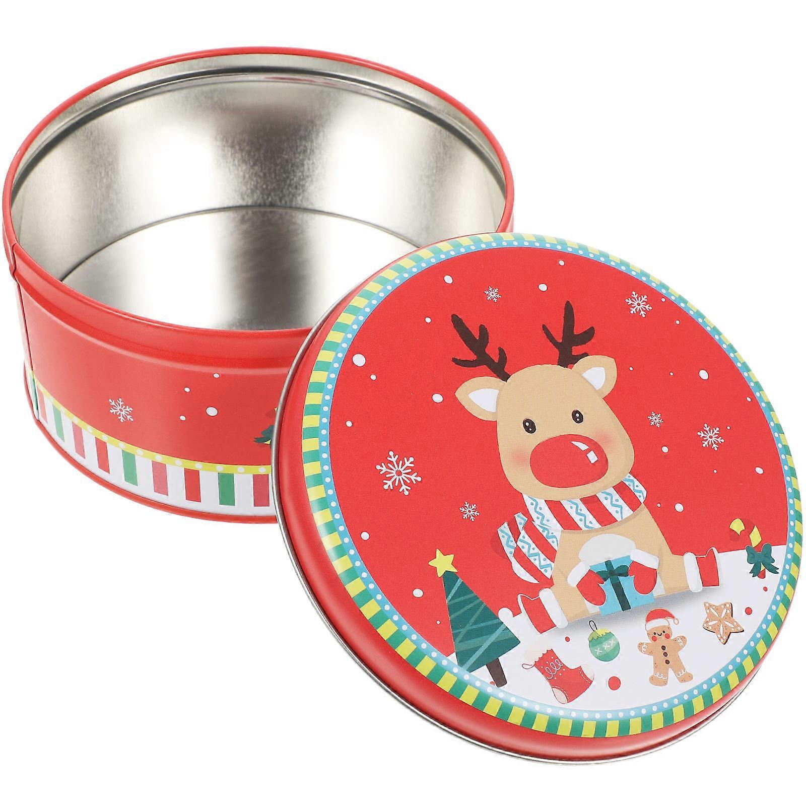 Red Round Candy Iron Box for Storage Use 1 Piece Decorative Container