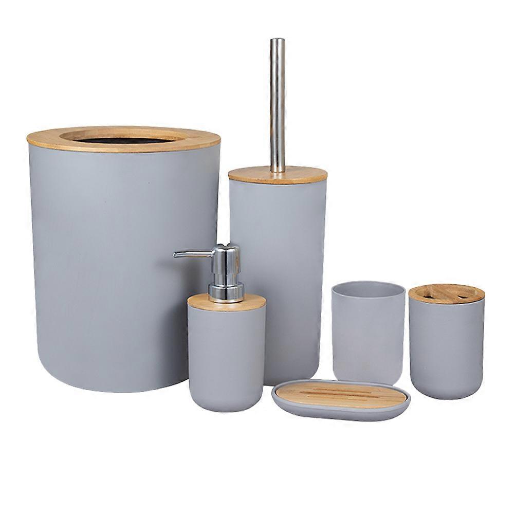 Classic Bamboo Wood Bathroom Washing Set for Practical Storage 1Set