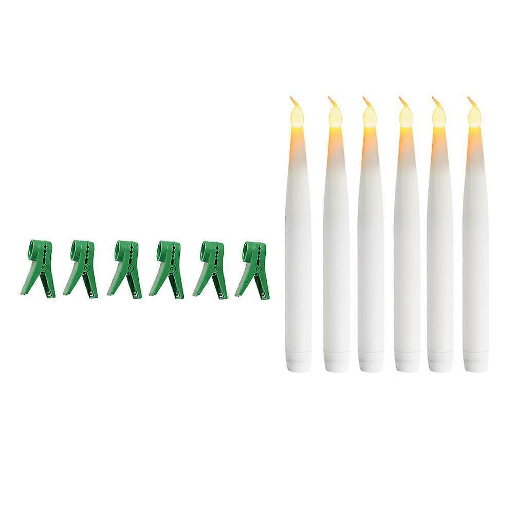 White LED Candle Long Pole Candle for Christmas Decor 6Pcs Set
