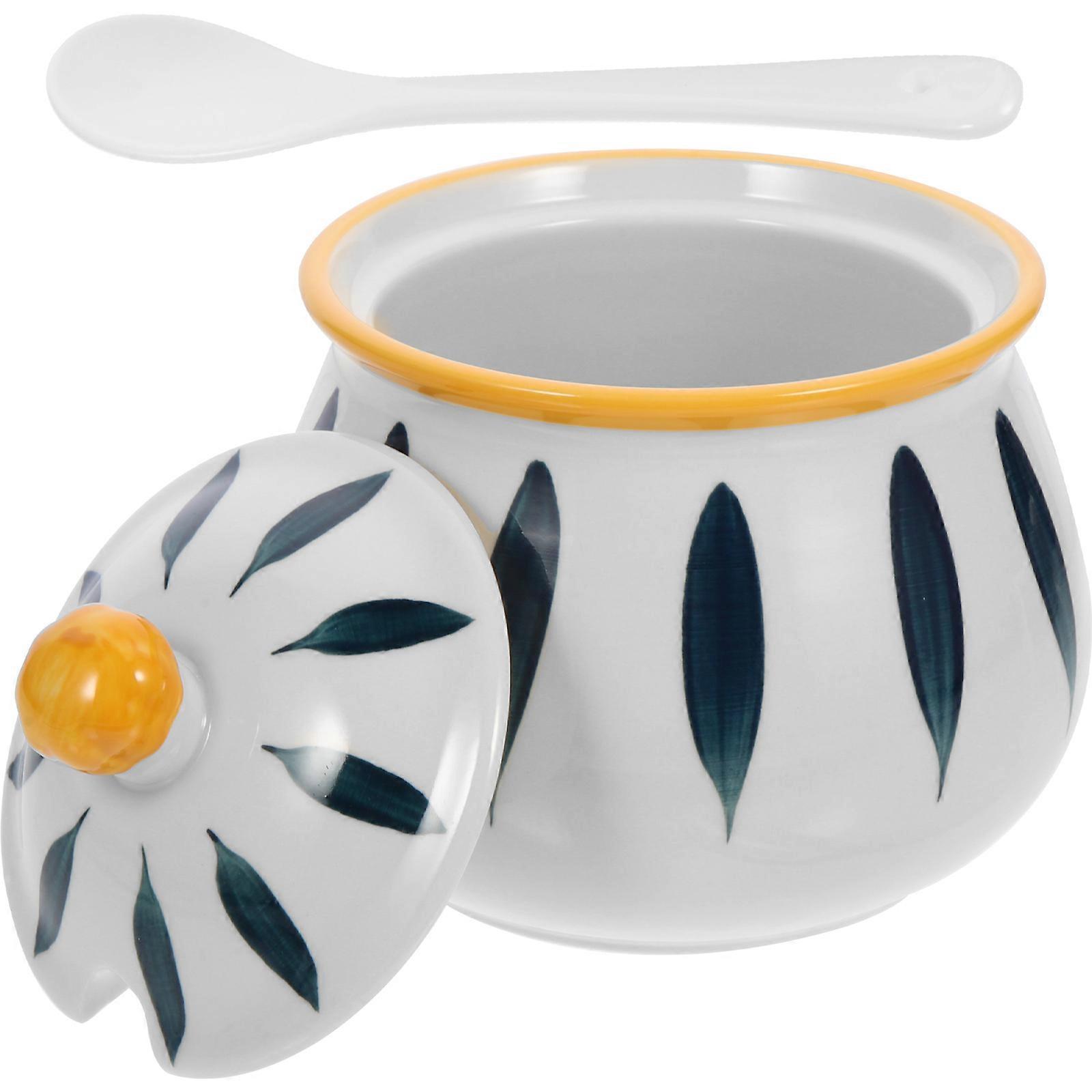 Multi Ceramic Grease Container for Kitchen Storage with Lid Pot