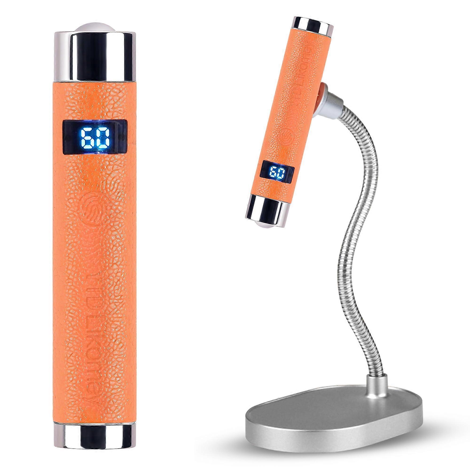 UV LED Nail Lamp with Fast Curing, Rechargeable Cordless Design, LCD Display, Type C Charging, Orange