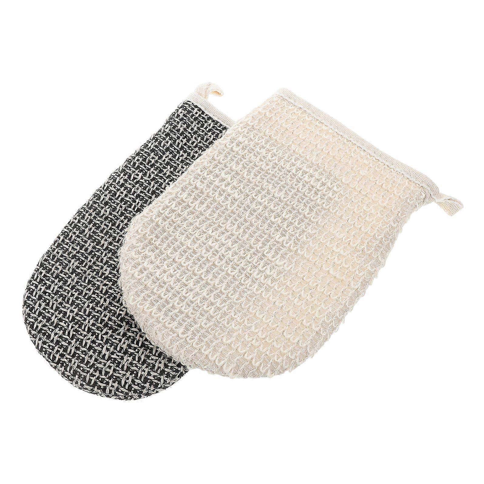 Exfoliating Bath Gloves 2 Pack, Double Sided Sisal Body Scrubber Mitt for Deep Pore Cleansing