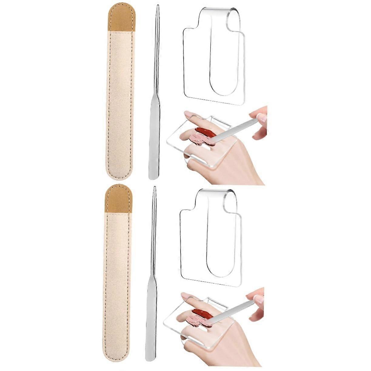 2pcs Acrylic Makeup Mixing Palette and Spatula Set with Bag for Precise Foundation Blending