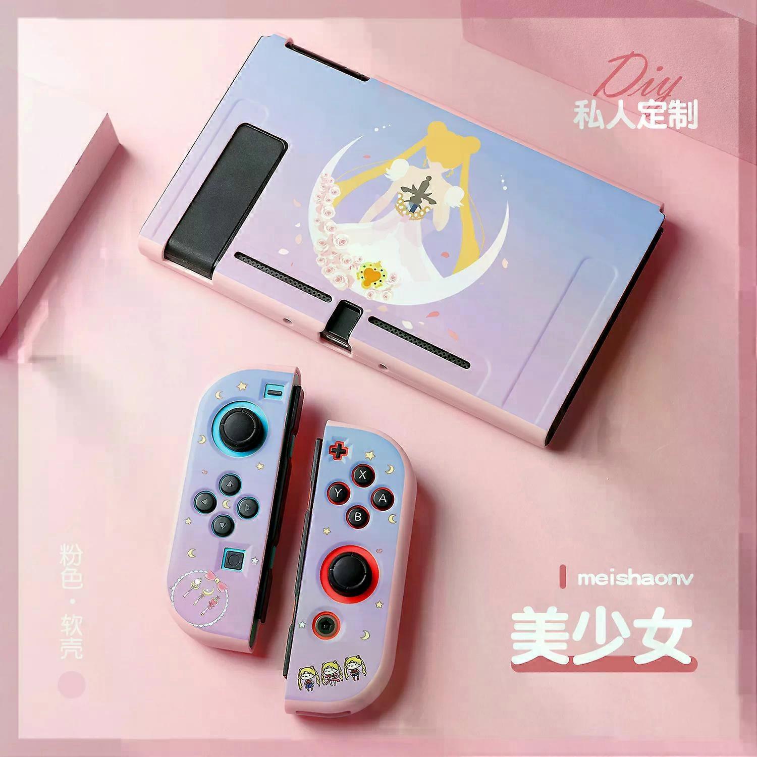 Kawaii Sailor Moon Pink Switch Protective Shell NS Controller Joy-Con Split Hard Cover Protection Case for Nintendo Switch Gift