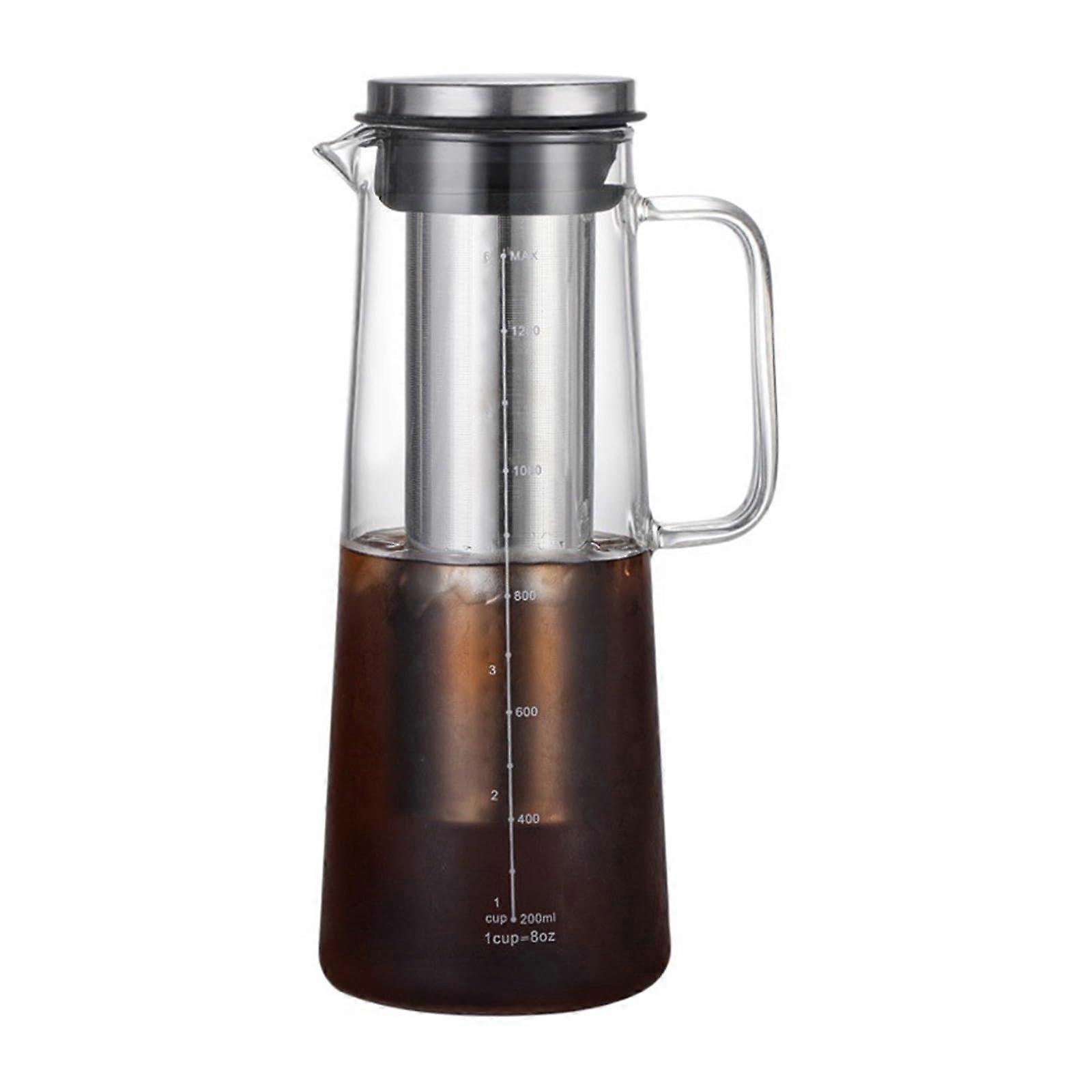 Cold Brew Coffee Maker 1400ml Glass with Scale, HeatResistant Pour Over Dripper