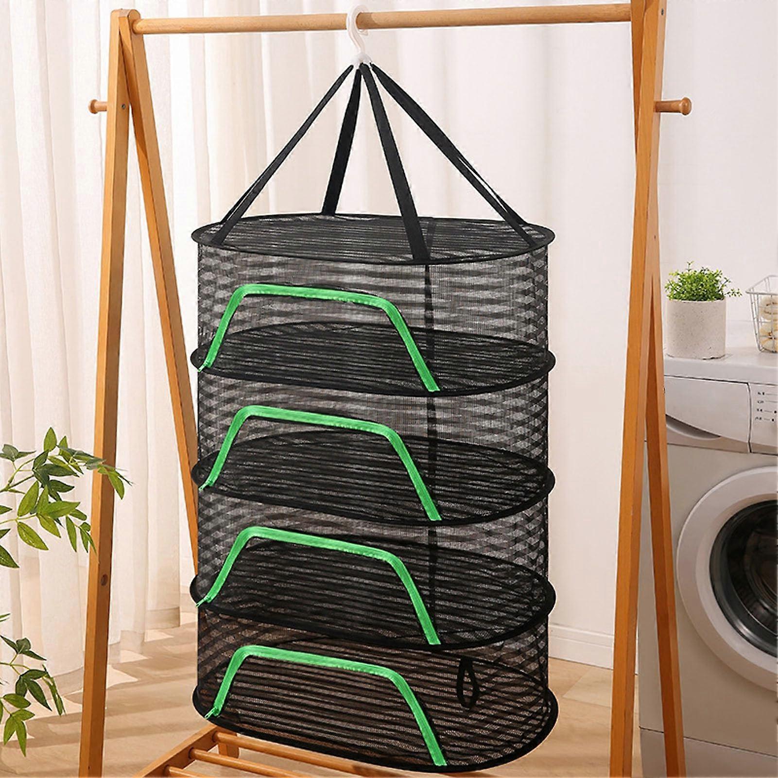 Hanging Mesh Drying Rack 4 Layer Foldable Breathable Polyester for Fruits Vegetables Clothes