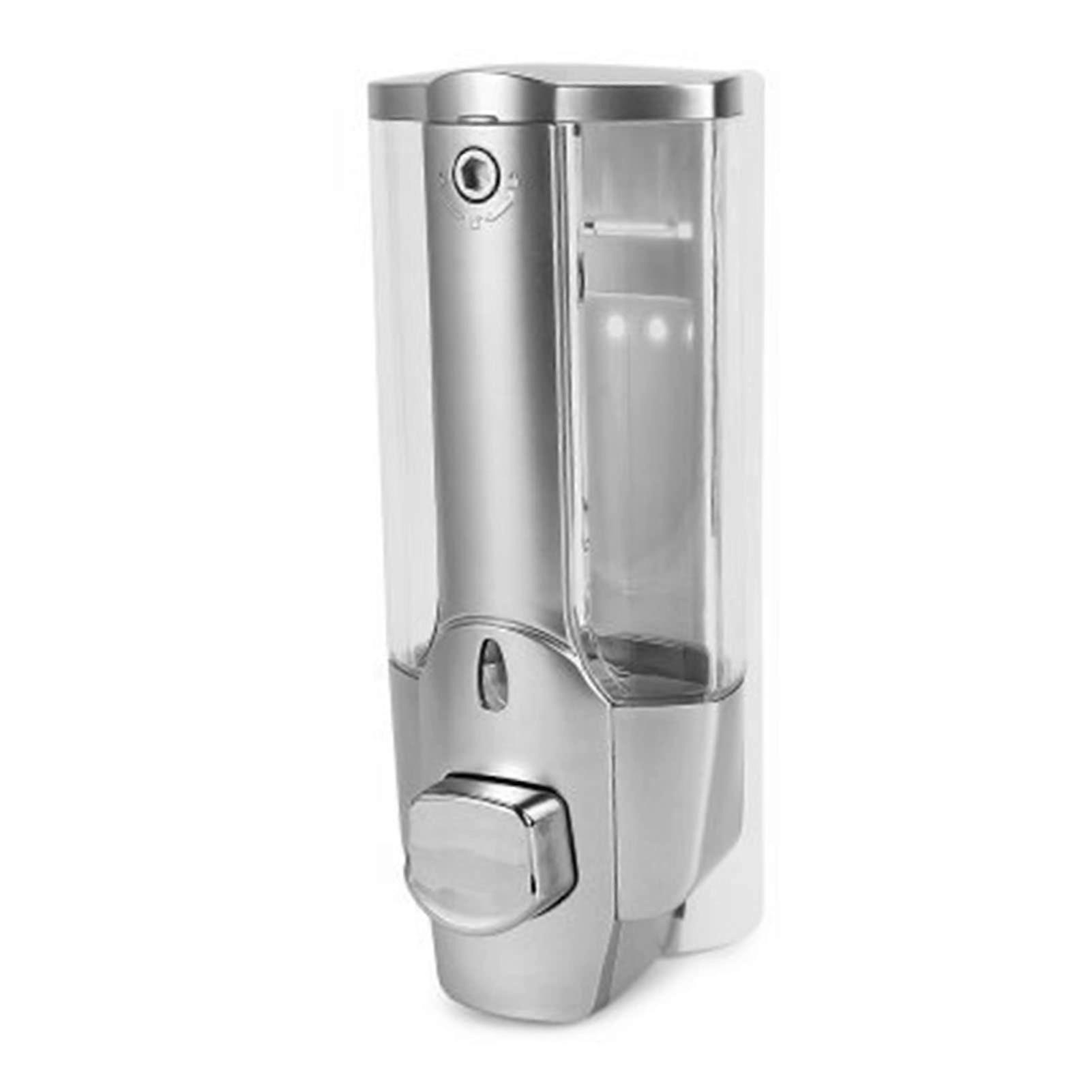 Silver Wall Mounted Lockable Soap Dispenser 350ml ABS Manual for Bathroom and Kitchen
