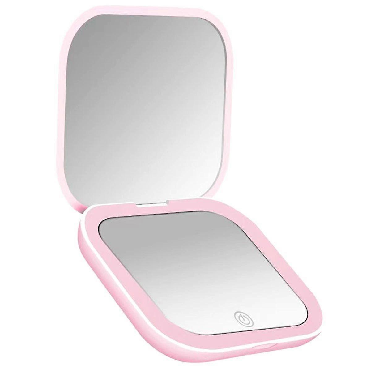 Compact Mini Gift Vanity Folding Cosmetic Mirror with Lights Portable Hand Held Small Pocket Makeup