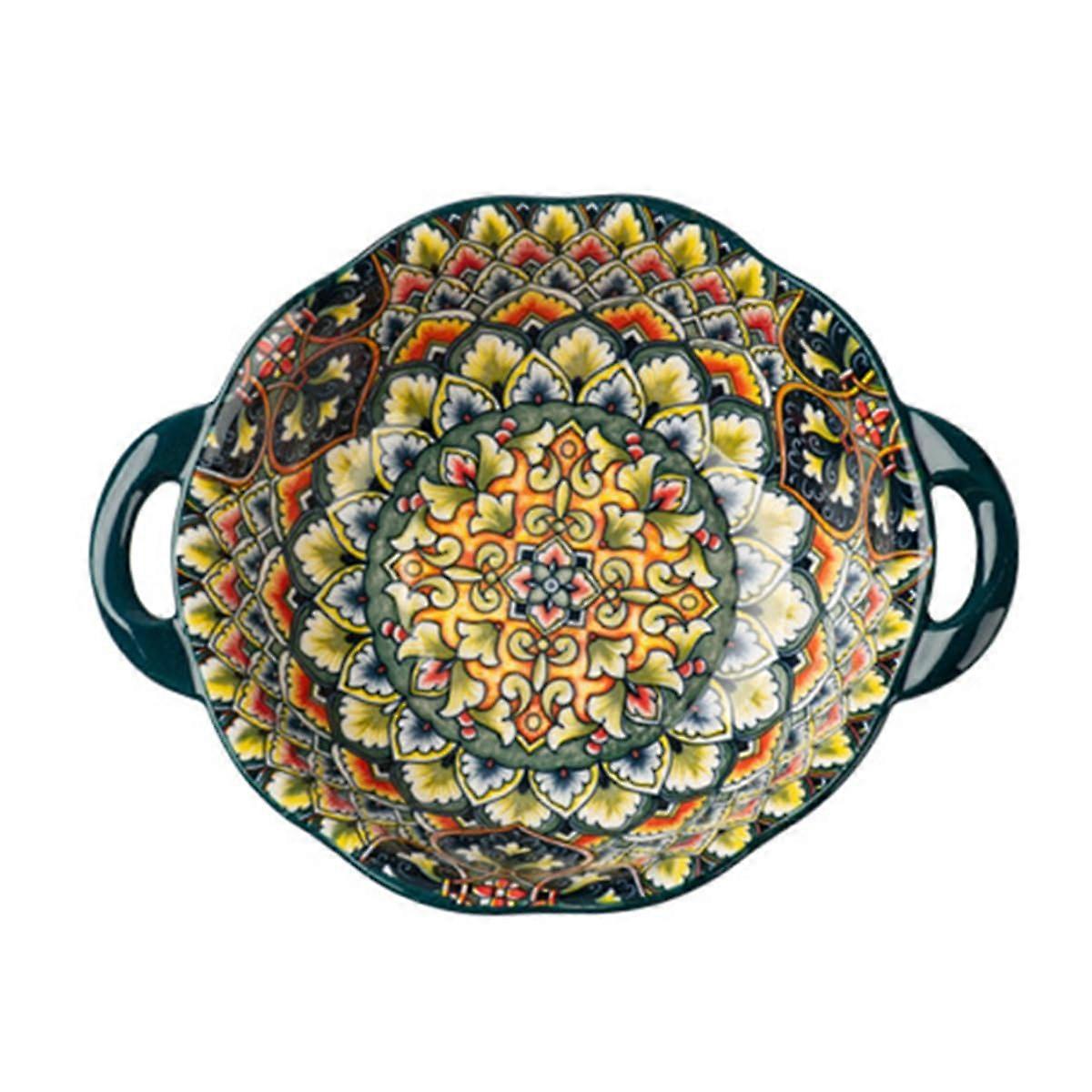 Ceramic Soup Bowls with Handles 7.6in Green Microwave Dishwasher Safe Chip Resistant Stackable