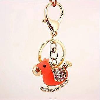Cute 2026 Year of Horse: Rhinestone Horse Keychain Chinese Luck Fortune Zodiac Key Ring for Purse Ba