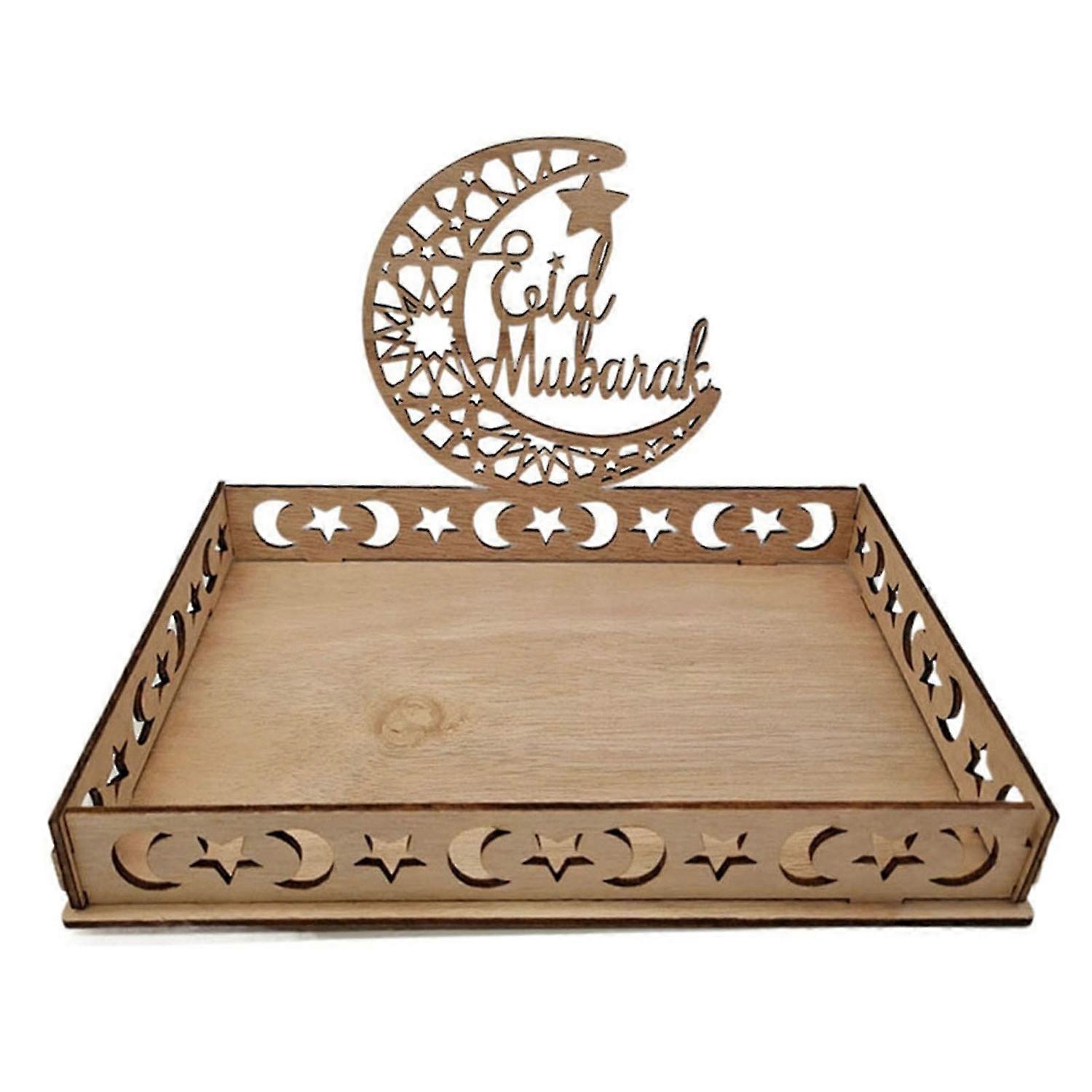 Ramadan Wooden Tray Eid Plates Ramadan Decorations Serving Tableware