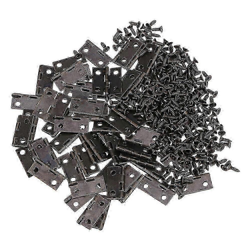 100pcs Automatic Self Closing Spring Hinges Mini Metal Hinge with 400pcs Screws
