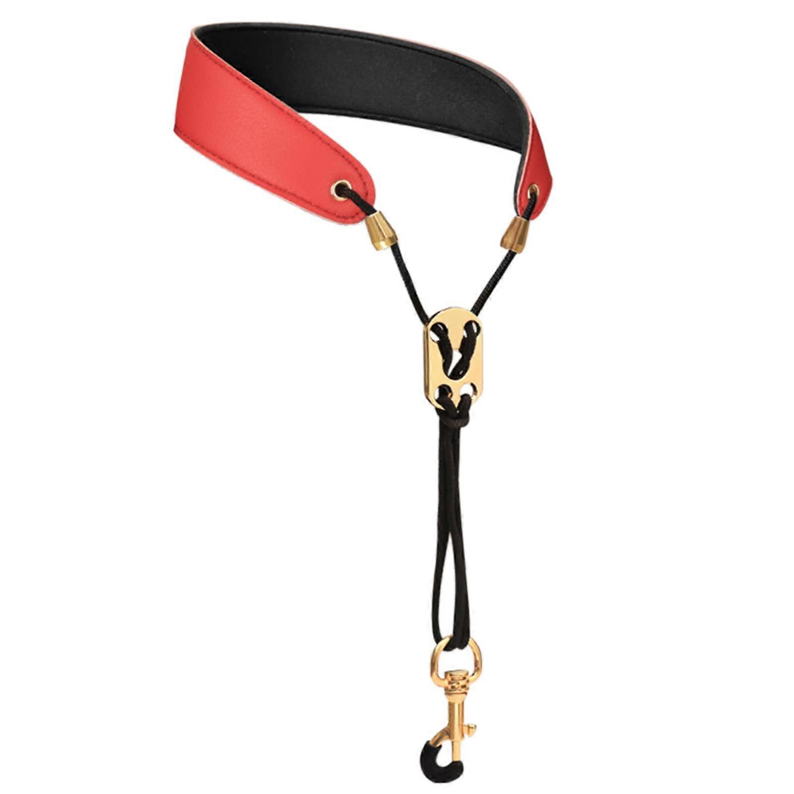 Adjustable Saxophone Neck Strap with Comfortable Padded Leather Shoulder Harness for Beginners