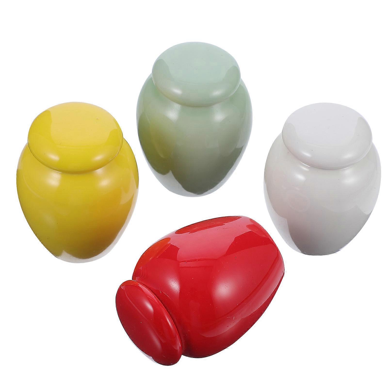 Assorted Color Ceramic Pet Urn Jar for Storage 4Pcs Funerary Urn Containers