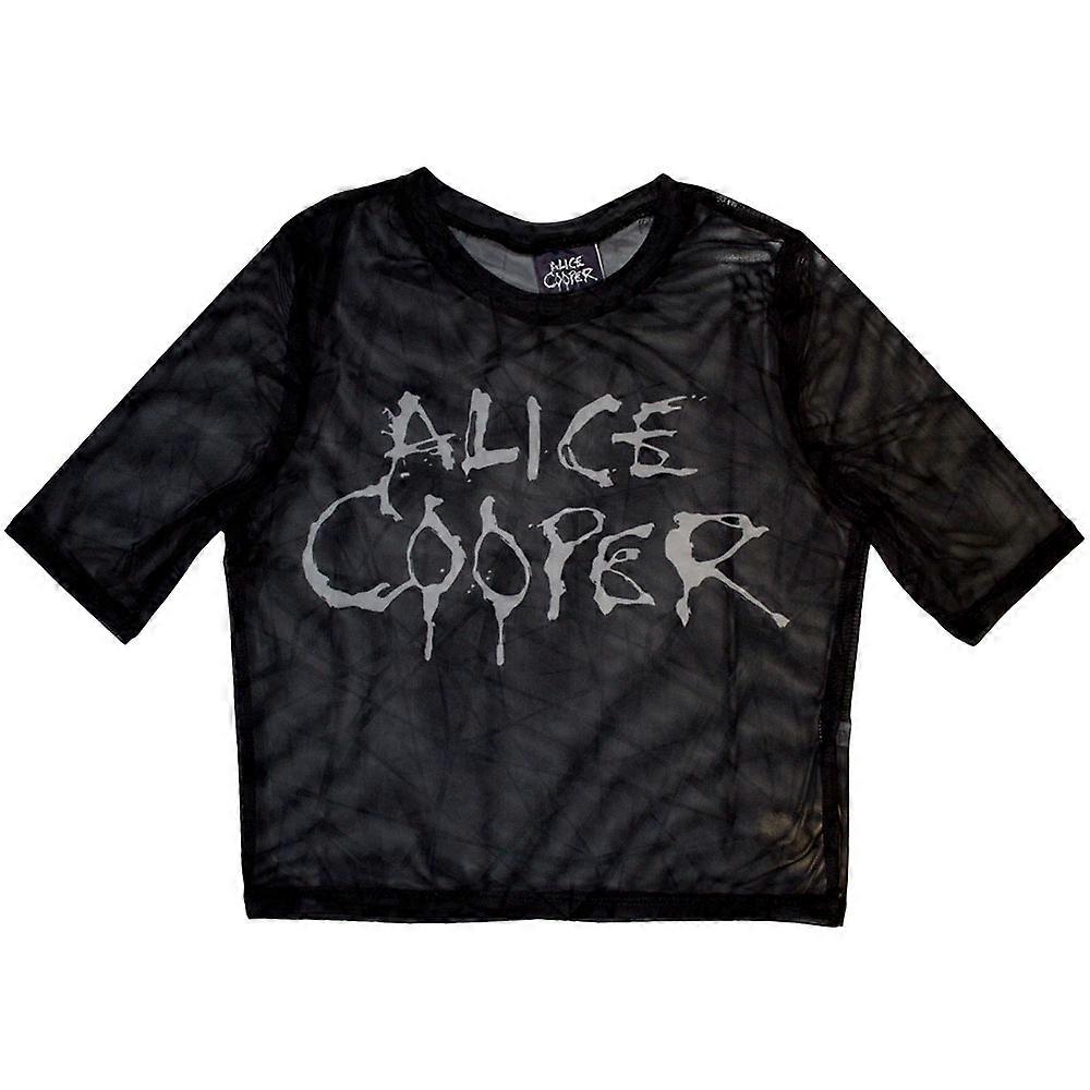 Alice Cooper Dripping Logo Mesh Crop Top