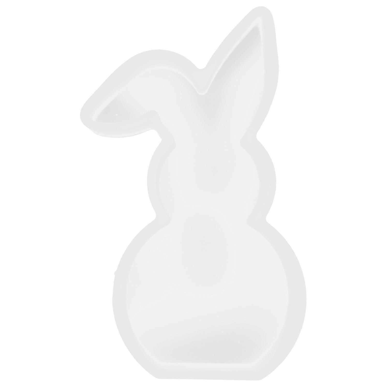 White Silicone Easter Mold for Candle Making Bunny Shape 4Pcs Set