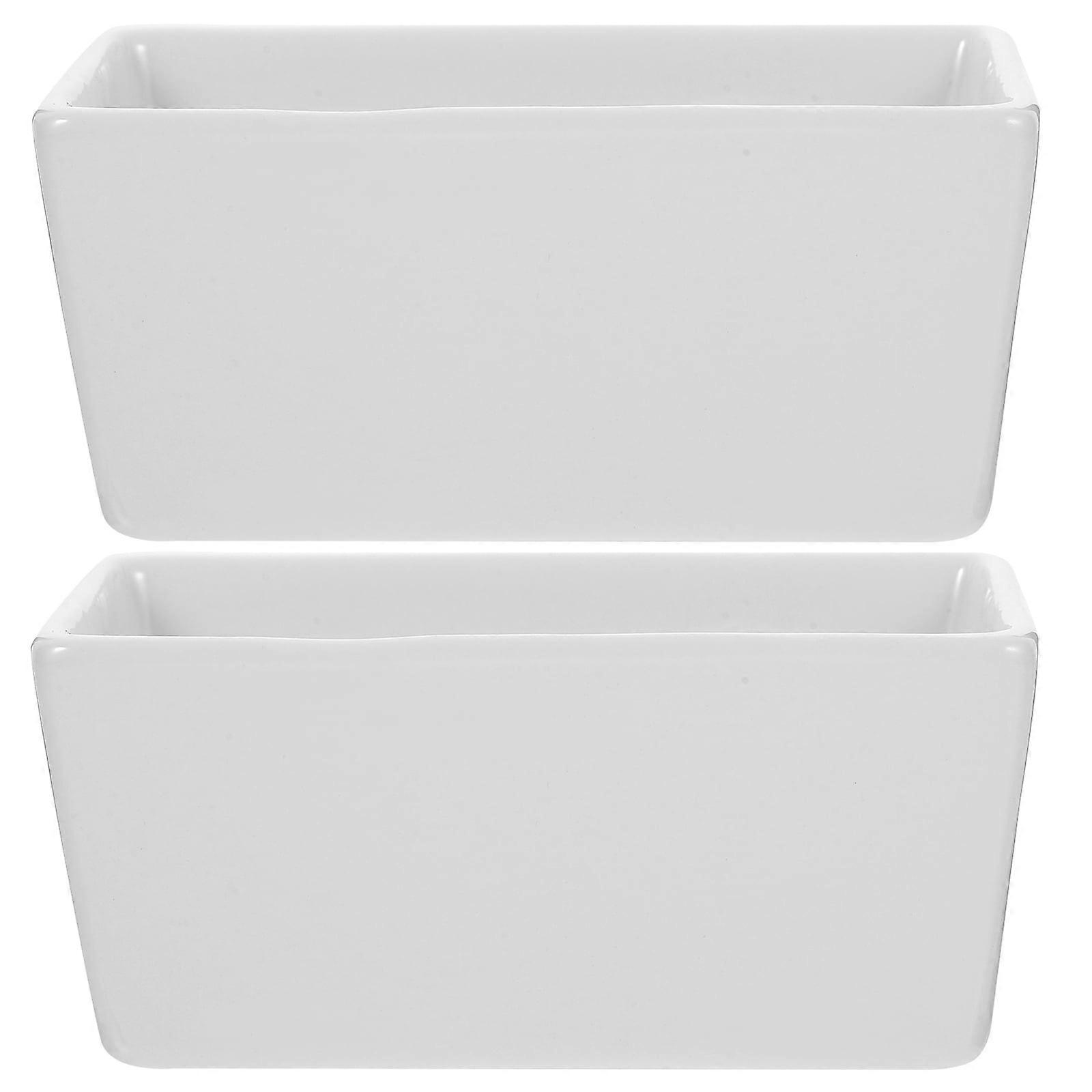 Rectangular Sugar Bowl Simple White 2Set Ceramic