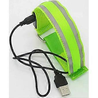 Oplaadbare LED-polsband met lichtgevende functie, reflecterende band, USB LED-polsband voor joggen, hardlopen en andere sporten, groen