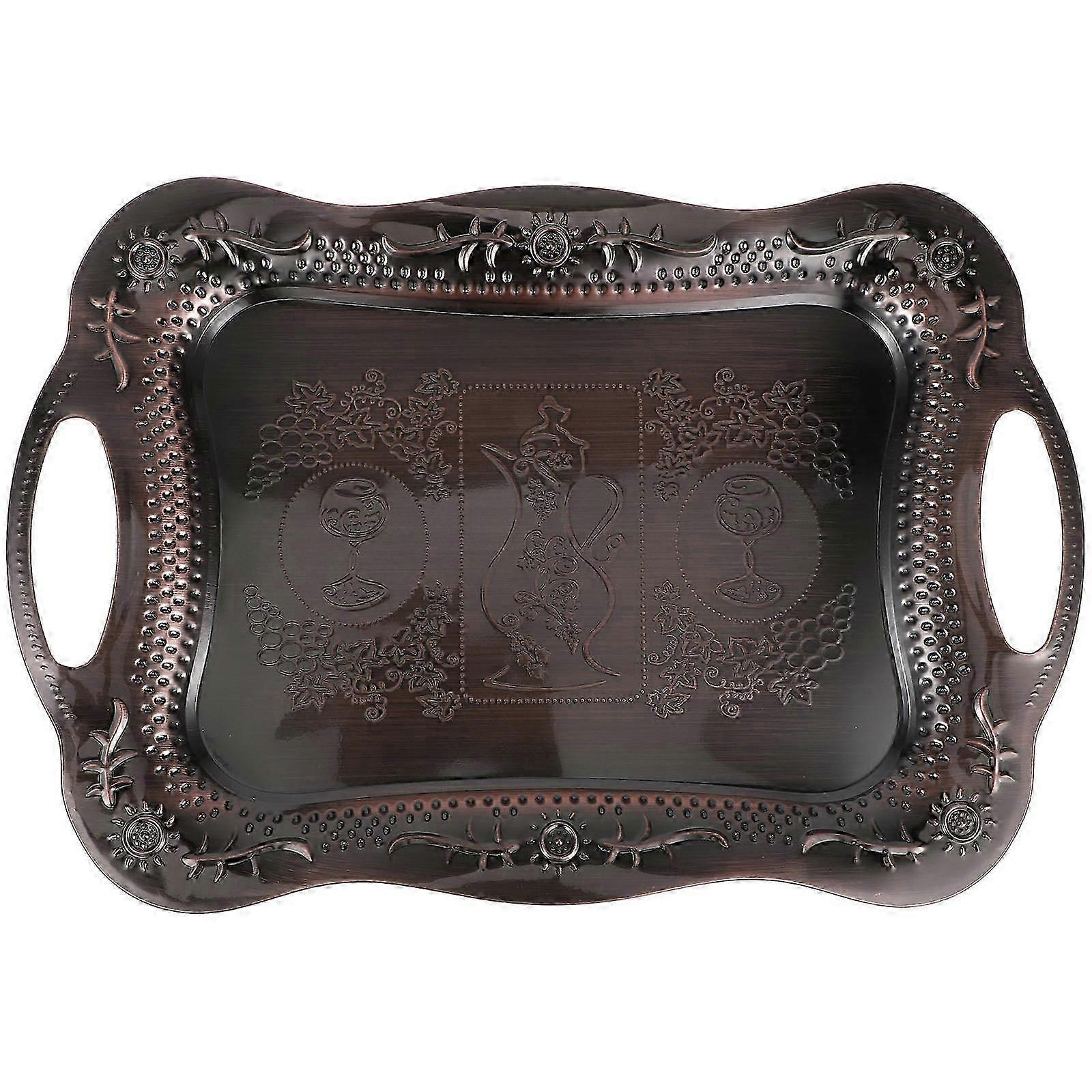 Brown Stainless Steel Serving Tray for Storage Rectangular Snack Serving Tray