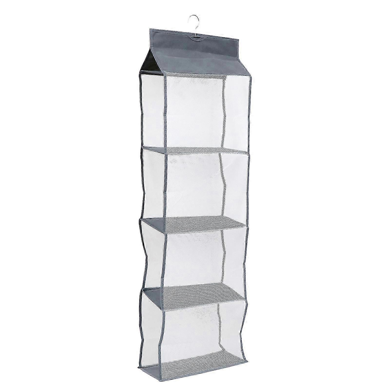 Hanging Closet Shelf Grey Multi-Layer Storage Bag for Clothes Storage