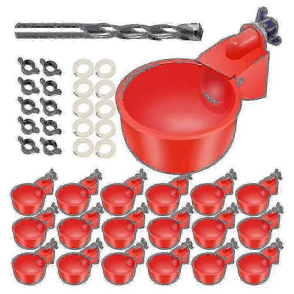 16 PCS Poultry Water Cups Automatic Chicken Drinker with Drill